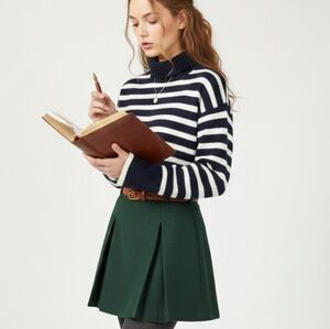 BABATON Weekday Sweater Aritzia Navy White Striped Merino Wool Mock Neck 2XS